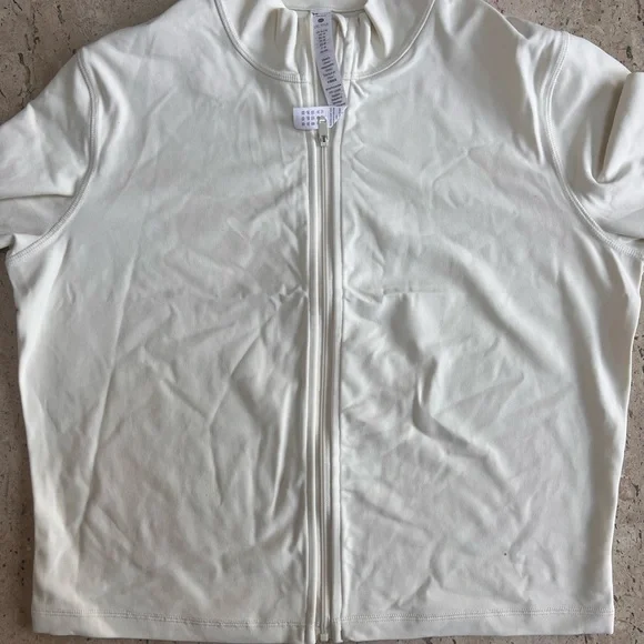 CRZ YOGA Butterluxe Cropped Full Zip Athletic Jacket White Apricot Women’s Large - Picture 4 of 6